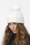 75 Jewelled Folded Pompom Knitted Beanie - Bone - 3