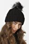 Folded Pompom Knitwear Knitted Beret - Black - 2