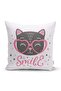 Smile Kitten with Heart Glasses Digital Printed Throw Pillow Cover