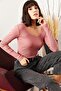 Women's Dusty Rose Wide Collar Camisole Blouse BLZ-19000722 - 2