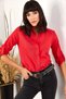 Women's Red Sleeve Folded Linen Shirt - 5