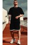 Black Oversize Combed Cotton T-Shirt Scuba Shorts Set