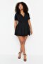 Black Pleat Detailed Zippered Woven Shorts & Bermuda TBBSS22SR00001 - 8