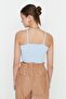 Açık Mavi Crop Bağlama Detaylı Bluz-Hırka Triko Takım TWOSS21HI0002 - 5
