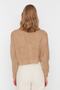 Camel Soft Textured Crop Button Detailed Knitwear Cardigan - 5