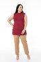 Large Size Half Fisherman Long Viscose Claret Red Body with Slits on the Sides - 5