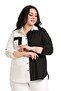 Large Size Asymmetrical Black and White Shirt with Folded Sleeves and Pocket Detail - 2