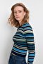 Navy Blue Crop Knitwear Sweater TWOAW22KZ1114