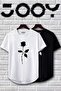 Black and White Oval Cut Rose Design Tshirt Set of 2