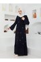 New Season Drop Embroidered Tulle Detailed Young Stylish Summer Black Abaya Ferace
