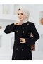 New Season Drop Embroidered Tulle Detailed Young Stylish Summer Black Abaya Ferace - 3