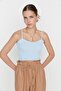 Açık Mavi Crop Bağlama Detaylı Bluz-Hırka Triko Takım TWOSS21HI0002 - 2