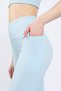 Women's Blue Pocket Ribbed High Waist Sports Leggings 25" - 4