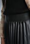 Women's Black Leather Look Pleated Skirt - 3
