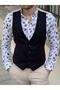 Slim Fit Navy Blue Wool Vest - 5
