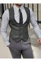 Slim Fit Double Breasted Green Vest - 4