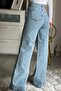 Blue Snow Wash Loose Jeans - 2