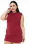 Large Size Half Fisherman Long Viscose Claret Red Body with Slits on the Sides - 4