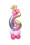 Best 6 Year Old Rainbow Colors Number Balloon with Gold Crown 6 Number Balloon