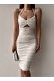 White Rope Strap Draped Dress with Back Detail