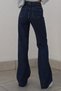 Camelia Lycra Women's Navy Blue Super High Waist Loose Leg Denim Jeans Palazzo Pants - 4