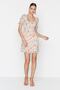 White Floral A-Line Chiffon Mini Lined Woven Dress Twoss22El2168 - 3