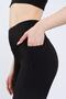 Women's Black Pocket Ribbed High Waist Sports Leggings 25" - 6