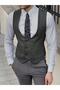 Slim Fit Double Breasted Green Vest - 3