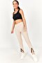 Women's Beige High Waist Zippered Camisole Tights ARM-22Y124043 - 3