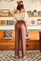 Women's Brown Stitching Detailed Atlas Woven Trousers PNT-19000166 - 5