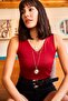 Women's Burgundy V-Neck Chest Inserted Basic Singlet Blouse BLZ-19000906 - 2