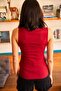 Women's Burgundy V-Neck Chest Inserted Basic Singlet Blouse BLZ-19000906 - 4