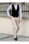 Slim Fit Navy Blue Wool Vest - 2