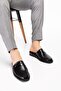 Men's Black Genuine Leather House Slippers - 2