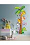 Cute Safari Animals Themed Height Meter Children's Room Multi-Purpose Cabinet Wall Sticker Set