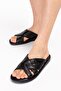 Men's Black Genuine Leather Comfort Sole Slippers - 3