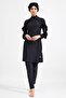 Women's Large Size Lycra Long Sleeve Black Hijab Swimsuit 4104