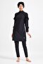 Women's Large Size Lycra Long Sleeve Black Hijab Swimsuit 4104 - 2