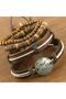 Brown Tones Multiple Combination Leather And Wooden Bead Bracelet Unisex