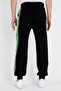 Black Men's Sweatpants with Green Stripes - 4