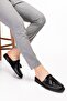 Men's Black Tassel Genuine Leather House Slippers - 2