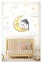 Kitten Sleeping on the Moon Stars and Clouds Decorative Children's Room Wall Sticker Wall Ornament
