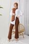 206 Flared Leg Fabric Trousers Brown - 4