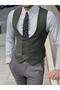 Slim Fit Double Breasted Green Vest - 5