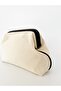 Women's Black Piping Canvas Linen Clutch Handbag - 2