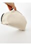 Women's Black Piping Canvas Linen Clutch Handbag - 3