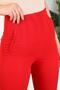 Women's Red Collared Sitting Skinny Leg Cigarette Pants - 2