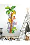 Cute Safari Animals Themed Height Meter Children's Room Multi-Purpose Cabinet Wall Sticker Set - 6