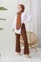 206 Flared Leg Fabric Trousers Brown