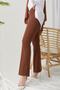 206 Flared Leg Fabric Trousers Brown - 2